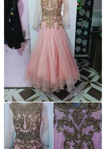Elegant Pink &amp; Gold Ethnic Gown