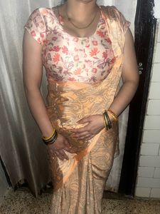 Beautiful crepe saree with blouse