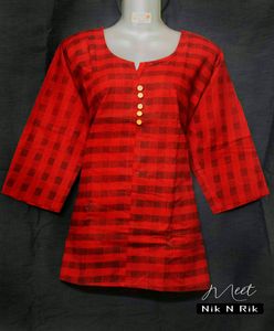Red Cotton Short Kurti