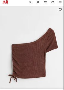 H&M Brown One-Shoulder Top