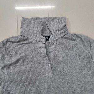 Grey Ribbed Top