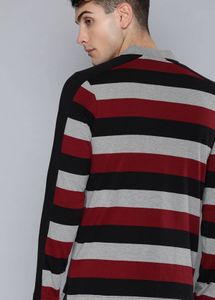 Striped Long Sleeve Polo Sweatshirt