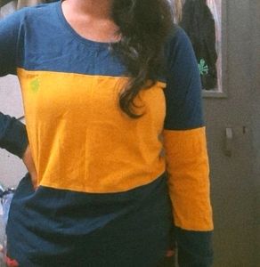 Mustard Yellow With Dark Green T Shirt