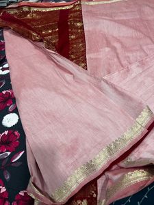 Lite Pink Colour Saree With Maroon Haevy Pallu