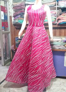 Fancy party Wear Gritter Work Rose Gown