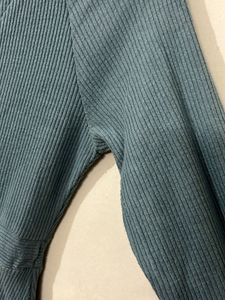 Blue Ribbed Button-Up dress