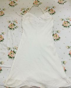 White Lace Trim Cami Dress