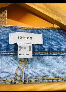 Forever 21 high waisted sky blue distressed jeans