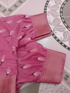 Floral Pink Saree with Awesome Blouse