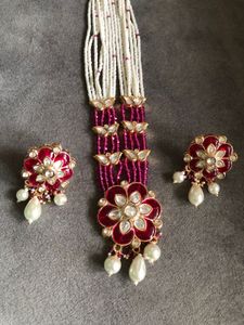 Elegant Ruby Kundan Jewelry Set