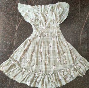 Green Floral Print Dress
