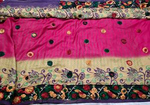 Riboon Handwork Saree With Designer Blouse