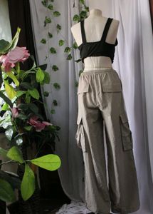 Imported Stradivarius Khaki Parachute Pants