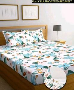 Elastic Fitted Double Bed Bedsheet with 2 Pillow C