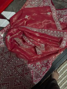 Red Net Embellished Dupatta