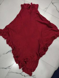 Ruffled Red Poncho