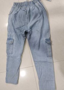 Light Wash Denim Cargo Pants