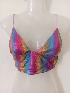 Iridescent Halter Crop Top