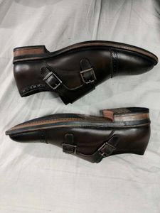 Double Monk Strap Brown Shoes
