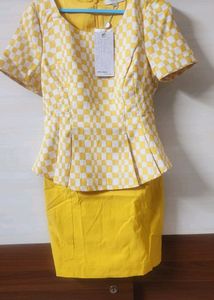 Never used white and yellow dress