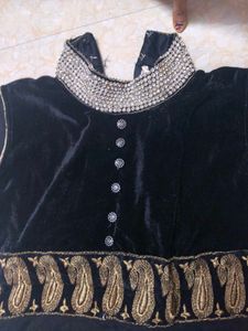 Black &amp; Gold Embellished Anarkali
