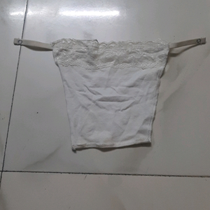 SHOPPY VILLA Women&#39;s Cotton Clip-on Mock Lace Camisole Cami Secret (Black, White, Beige, Free Size)- Set of 3