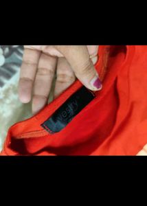 Women Orange Graphic Print Tee