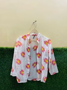 PRETTY FLOWER PRINT TOP AND SHIRT SET FOR GIRLS