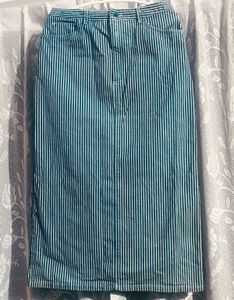 Blue Striped Denim Skirt