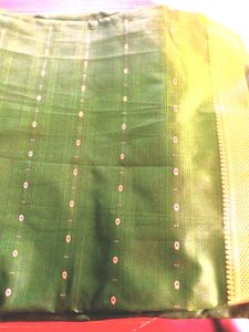 Green Colour Saree With Gold Border