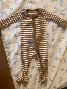 Brown & White Striped Full Dress/Rompers