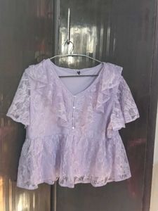Lavender Lace Ruffle Top