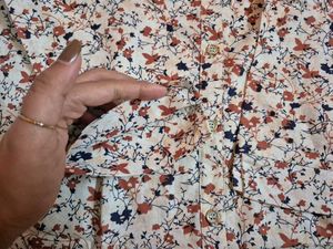 Peach Floral Shirt For Women