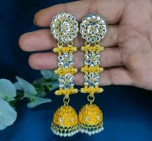Yellow Jhumka Earrings