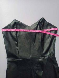 Western Black Faux Leather Party Dress Small