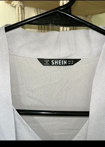 Shein Gray Tie-Neck Blouse