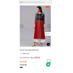 Red & Gray Printed Kurti