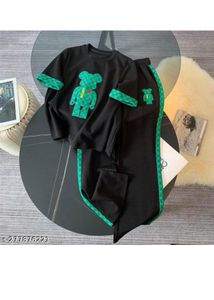 cord set black colour with teddy bear patch