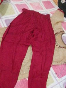 Golden And Maroon Plazo Suit With Dupatta