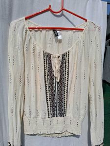 Boho Style Crop Top With Tie At Front