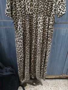 H&amp;M Leopard Print Midi Shirt Dress