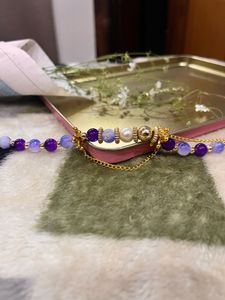 Beaded Purple &amp; Gold Necklace chain