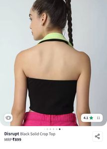 disrupt black &amp; Neon Green Halter Top
