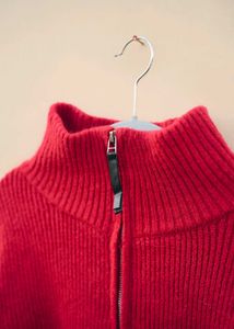 Red Zip-Up Sweater