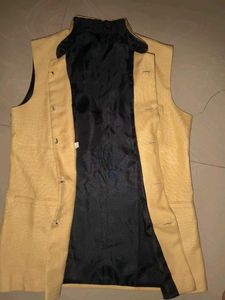 Golden Beige Nehru Jacket Kothi For Men