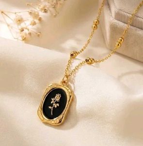Rose Pendant Necklace - Elegant Gold Finish