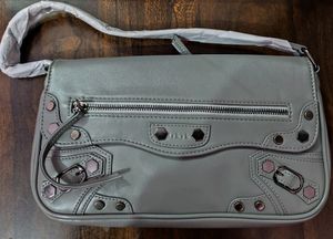 Iykyk Grey Metal Detail Shoulder Bag