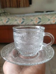 Vintage Glass Teacup & Saucer Set