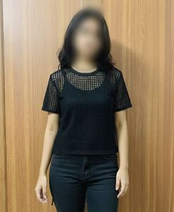 Chic Black Checkered T-Shirt