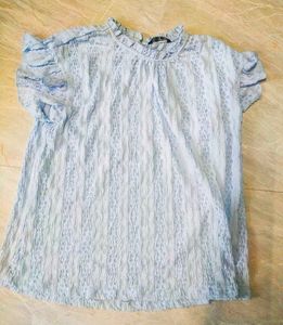 Cute Blue Ruffle Top